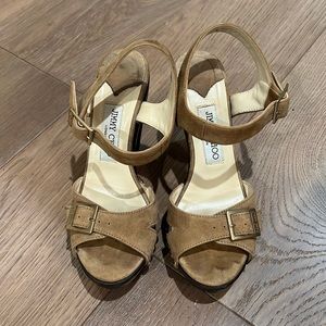 Jimmy Choo Tan Suede Sandals 37